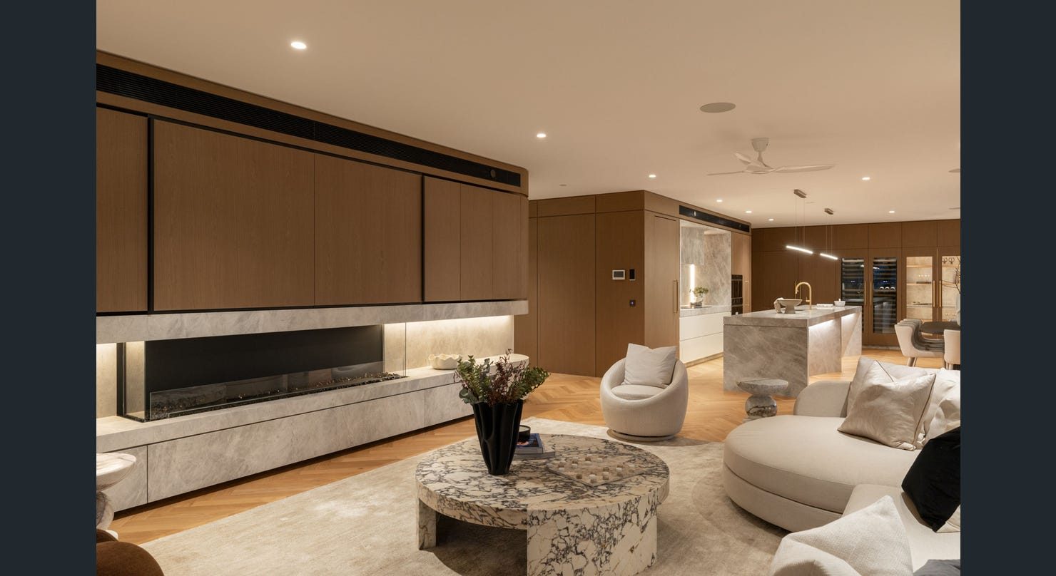 Open-plan living and kitchen with full joinery fit-out